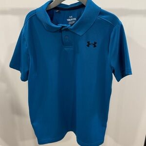 Under Armour Blue Striped Kids Polo Shirt Size S